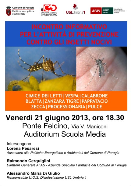 Incontro informativo per l'attività di prevenzione contro gli insetti nocivi @ Auditorium Scuola Media | Ponte Felcino | Umbria | Italia